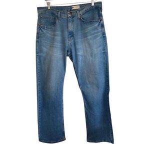 Wrangler Relaxed Bootcut Men's 34x30 Mid Rise Blue Jean whiskered